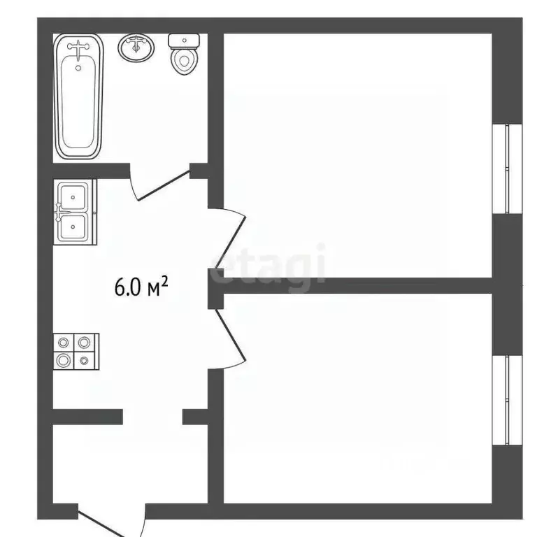 2-к кв. Томская область, Томск Мокрушинский мкр, ул. Мокрушина, 3 ... - Фото 2
