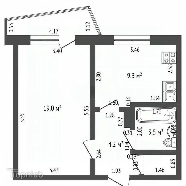 1-к кв. Тамбовская область, Тамбов Полынковская ул., 67 (37.3 м) - Фото 1