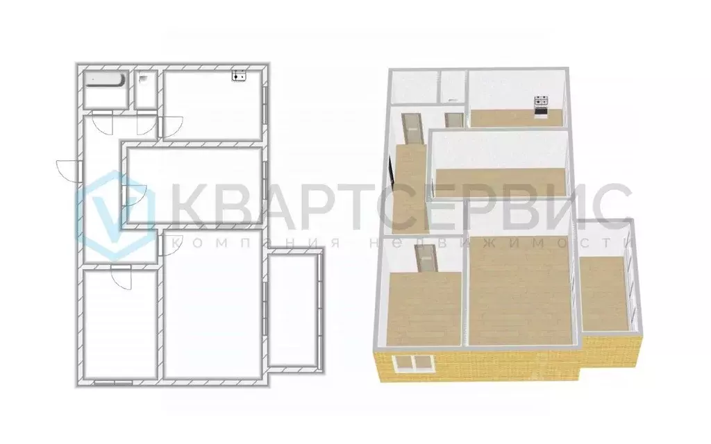 3-к кв. Омская область, Омск пос. Кордный, ул. 3-я Кордная, 14 (60.7 ... - Фото 2