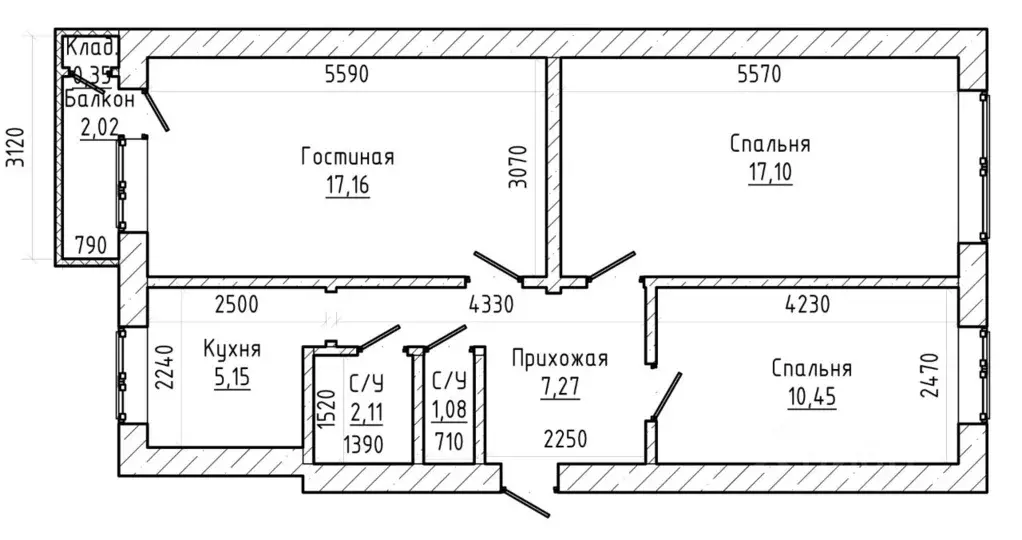 3-к кв. Кабардино-Балкария, Нальчик ул. Ватутина (65.0 м) - Фото 2