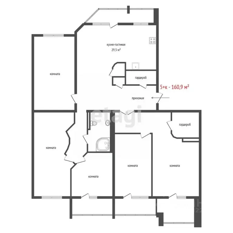 5-к кв. Свердловская область, Екатеринбург ул. Мельникова, 20 (160.9 ... - Фото 2
