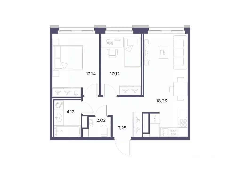 2-к кв. Санкт-Петербург Лисичанская ул., 22 (53.98 м) - Фото 1