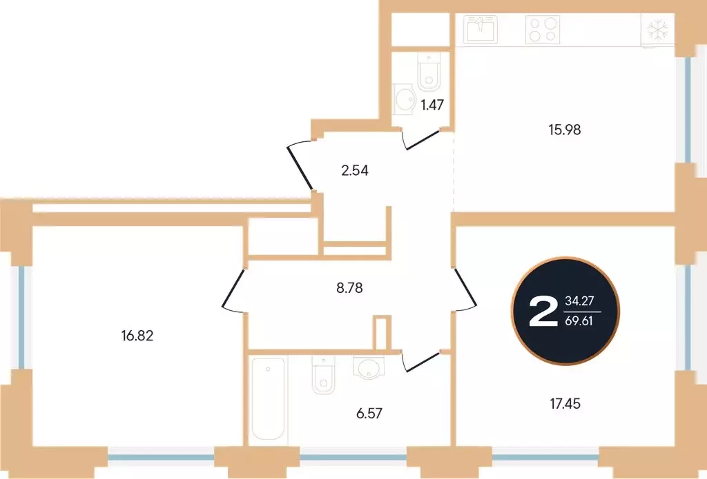 2-комнатная квартира: Уфа, улица Рихарда Зорге, 73/1 (69.6 м) - Фото 0