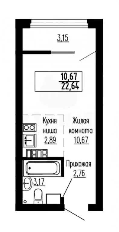 Квартира-студия: Екатеринбург, улица Лыжников, 3 (22.7 м) - Фото 0