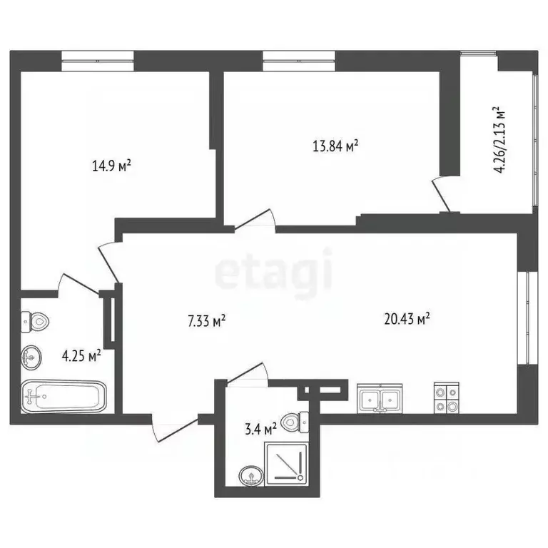 2-к кв. Самарская область, Тольятти ул. Маршала Жукова, 62 (64.2 м) - Фото 2