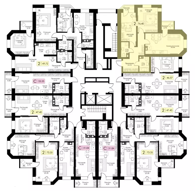 2-к кв. Тверская область, Тверь Урбан Парк жилой комплекс (76.4 м) - Фото 2
