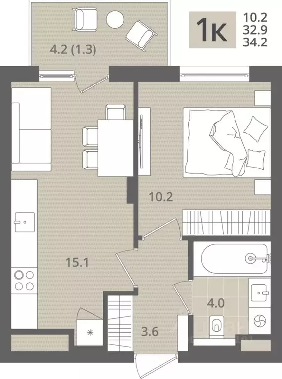 1-к кв. Калининградская область, Пионерский пос. Рыбное, Мо ре жилой ... - Фото 1