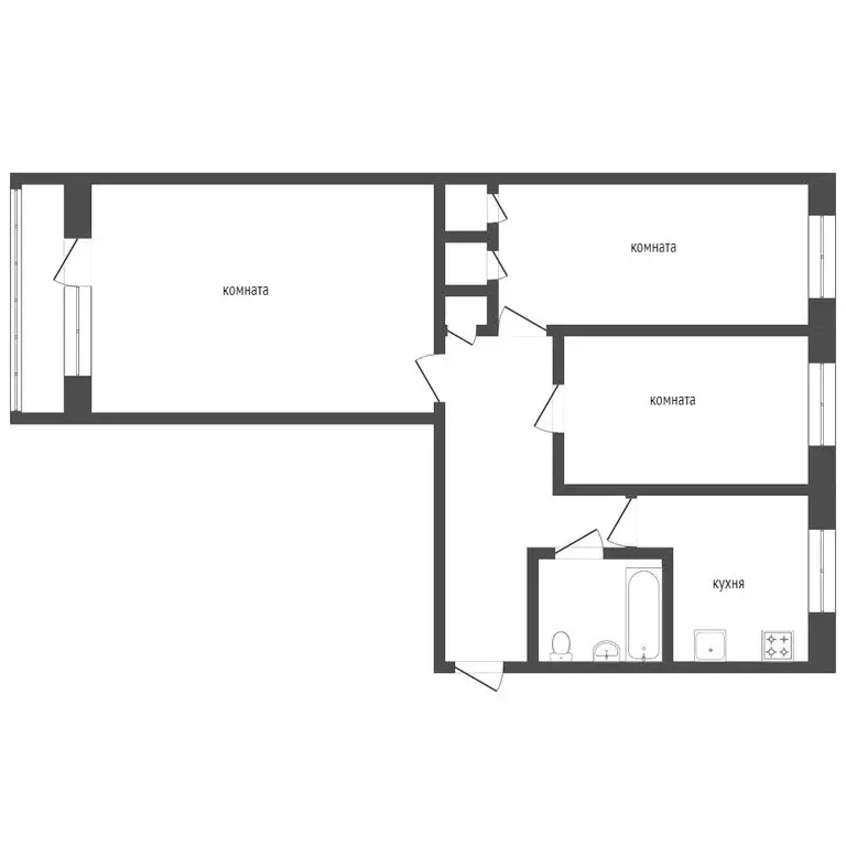 3-комнатная квартира: Курган, Станционная улица, 10 (54.9 м) - Фото 1