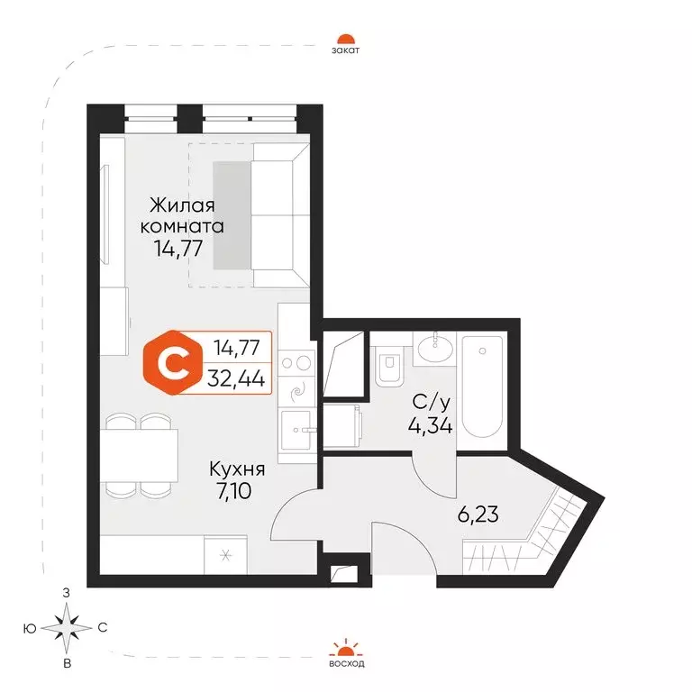 Квартира-студия: посёлок городского типа Некрасовский, Заводская ... - Фото 2