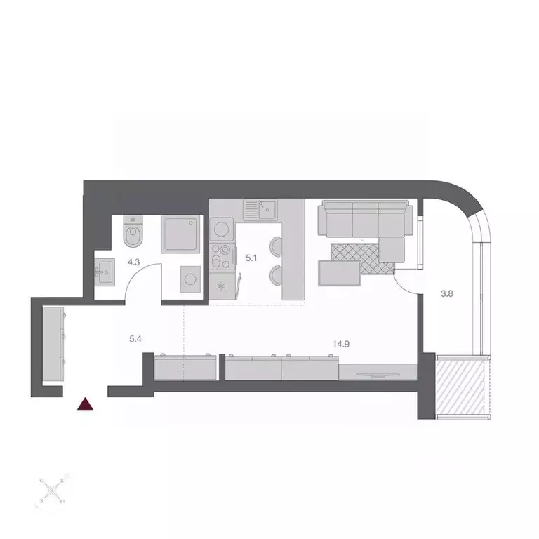 Студия Новосибирская область, Новосибирск Беринг жилой квартал,  ... - Фото 2