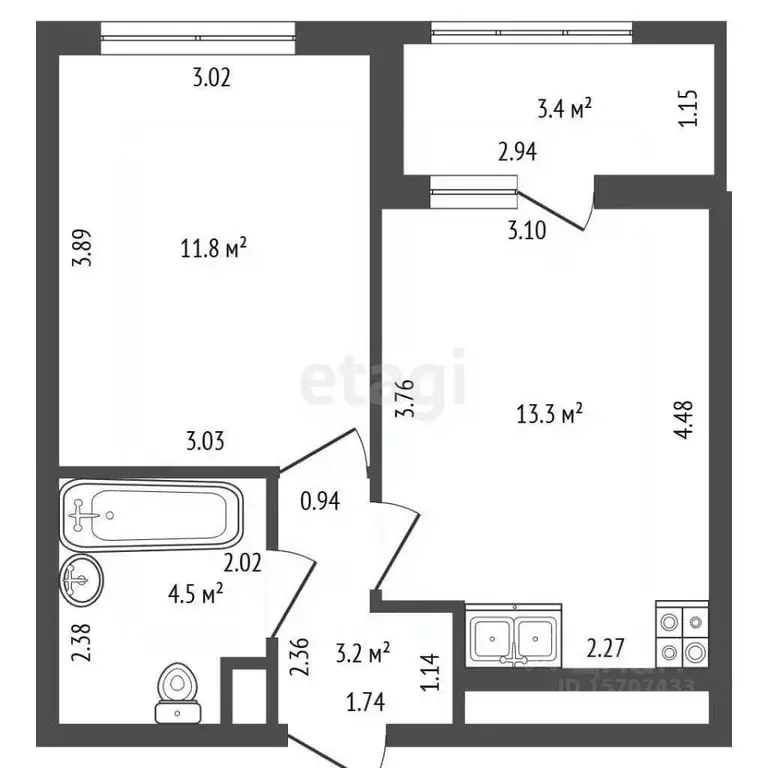 1-к кв. Санкт-Петербург аллея Арцеуловская, 9 (32.8 м) - Фото 2