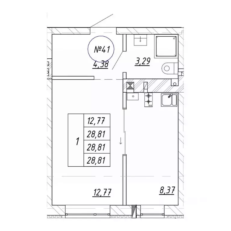 1-к кв. Калининградская область, Зеленоградск  (28.81 м) - Фото 1