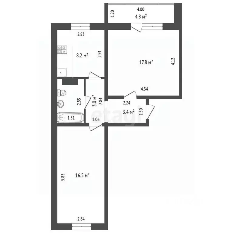 2-к кв. Ханты-Мансийский АО, Нягань 10-й мкр, 15 (53.0 м) - Фото 1