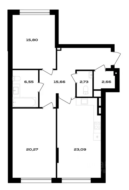 2-к кв. Воронежская область, Воронеж ул. Ольминского, 4 (86.76 м) - Фото 1