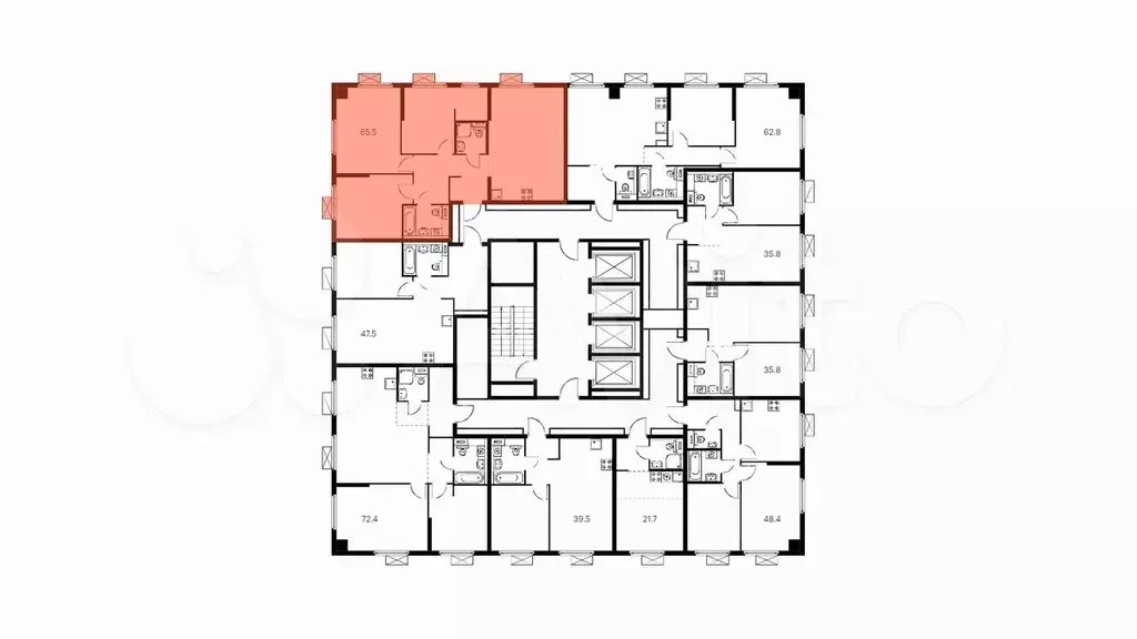 3-к. квартира, 85,5 м, 18/28 эт. - Фото 1