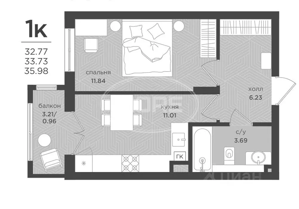 1-к кв. Калининградская область, Зеленоградск пер. 1-й Акварельный, 1 ... - Фото 0