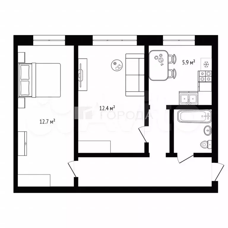 2-к. квартира, 42 м, 1/5 эт. - Фото 0