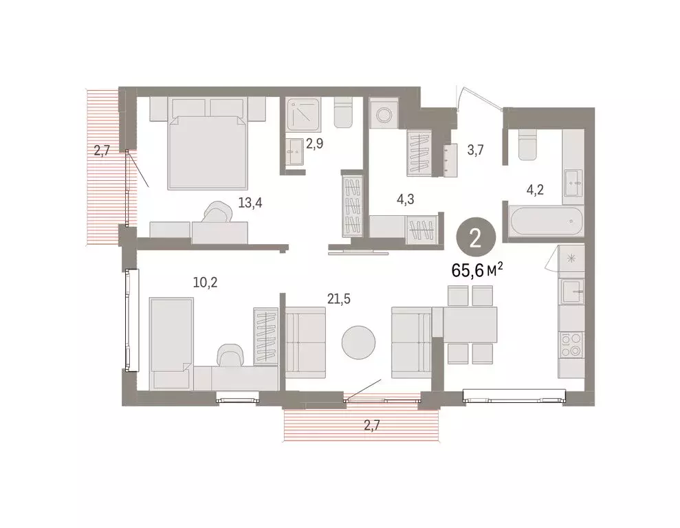 2-комнатная квартира: Екатеринбург, жилой район Сортировочный, ... - Фото 2