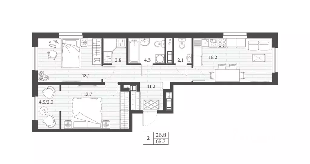 2-к кв. Дагестан, Дербент ул. Сальмана (65.7 м) - Фото 1