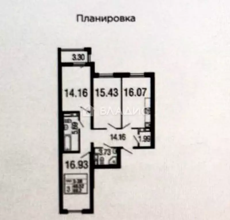3-к кв. Санкт-Петербург Общественный пер., 5 (88.8 м) - Фото 2