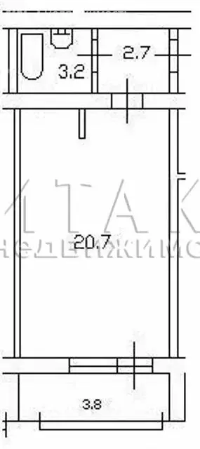 1к в 19-комнатной квартире (26.6 м) - Фото 0