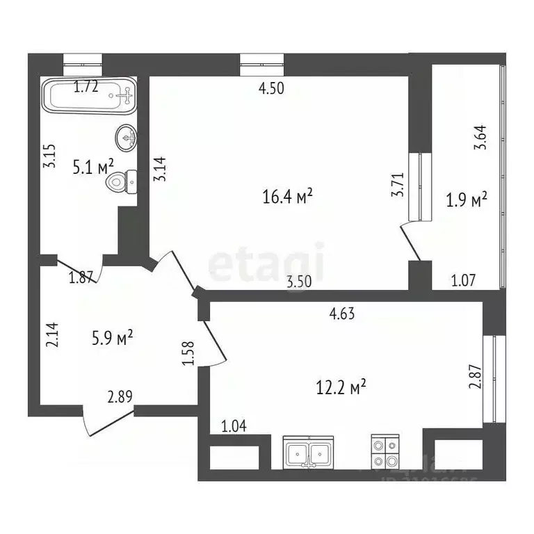 1-к кв. Калининградская область, Калининград ул. Генерала Буткова, ... - Фото 2