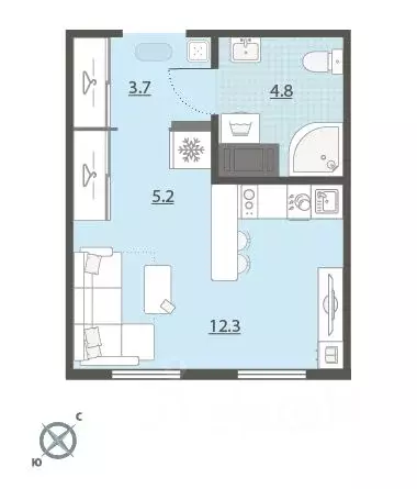 Студия Свердловская область, Екатеринбург Широкая Речка мкр, Меридиан ... - Фото 2