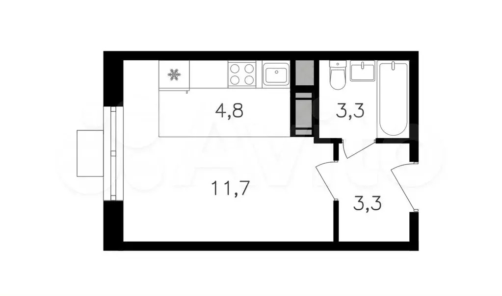 Квартира-студия, 23,1 м, 25/27 эт. - Фото 0