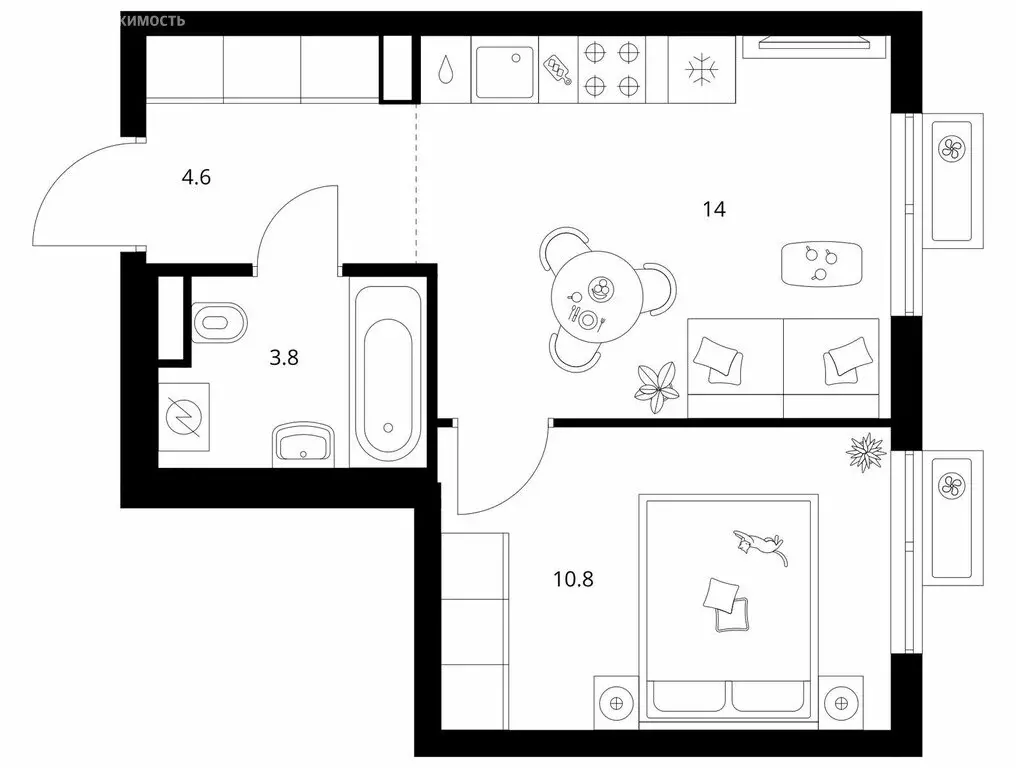 1-комнатная квартира: Мытищи, 16-й микрорайон (33.2 м) - Фото 1