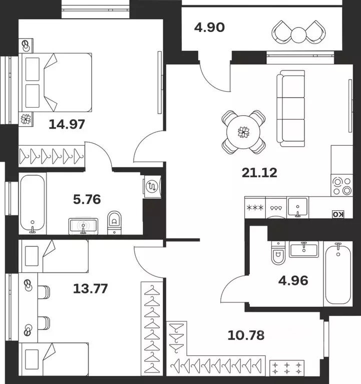 2-к кв. Тульская область, Тула ул. Богородицкая, 8В (76.26 м) - Фото 1