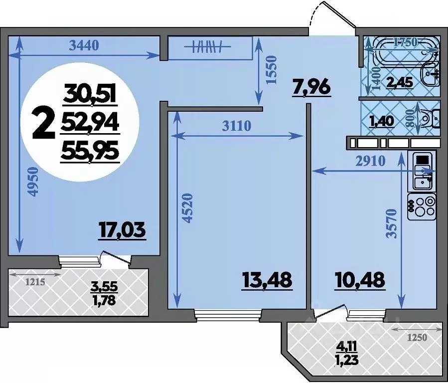 2-к кв. Краснодарский край, Краснодар ул. Генерал-лейтенанта ... - Фото 1