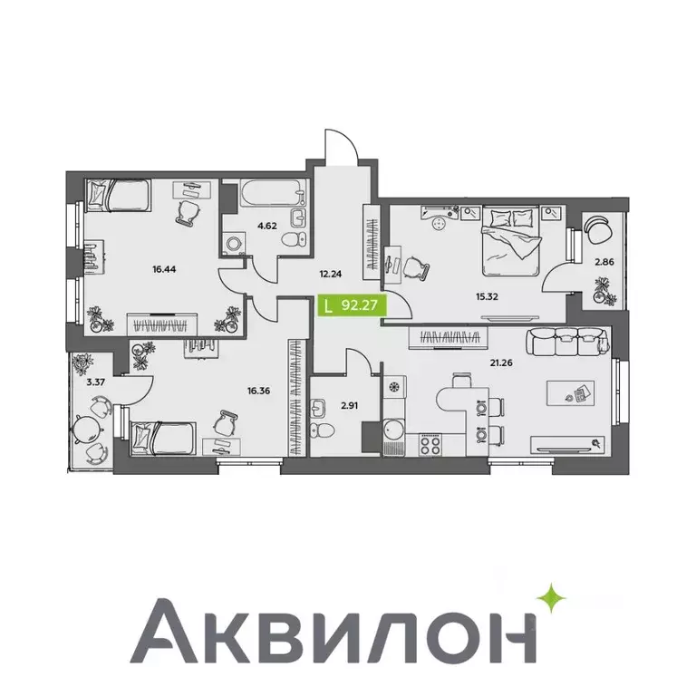 3-к кв. Архангельская область, Северодвинск Аквилон Север жилой ... - Фото 0