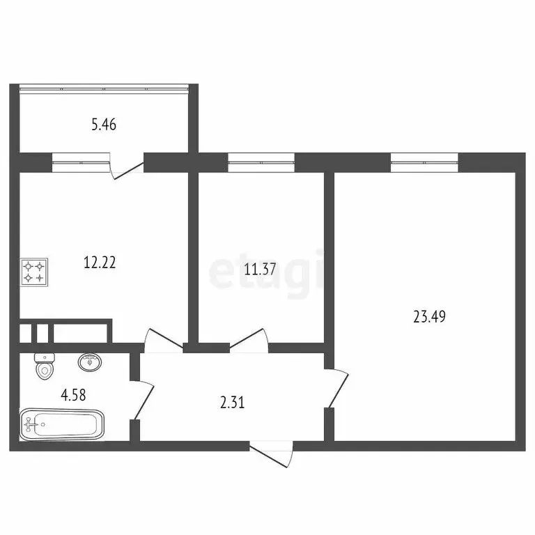 2-комнатная квартира: Черкесск, Кавказская улица, 92В/1 (62.2 м) - Фото 0