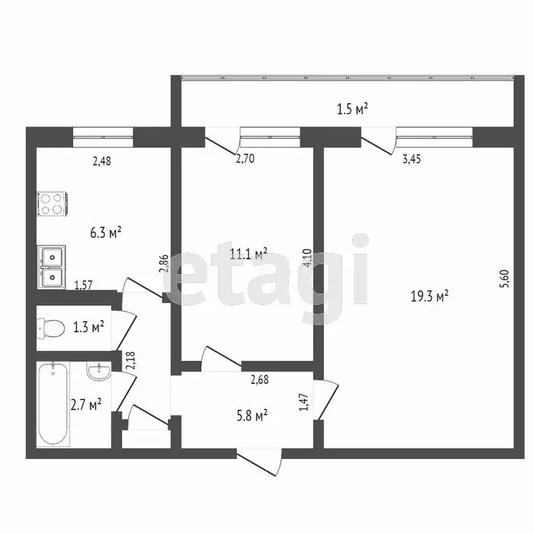 2-комнатная квартира: Тверь, бульвар Гусева, 31 (46.9 м) - Фото 1