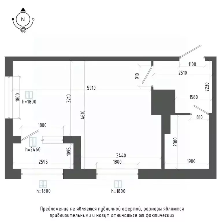 Студия Санкт-Петербург бул. Измайловский, 9 (34.5 м) - Фото 1