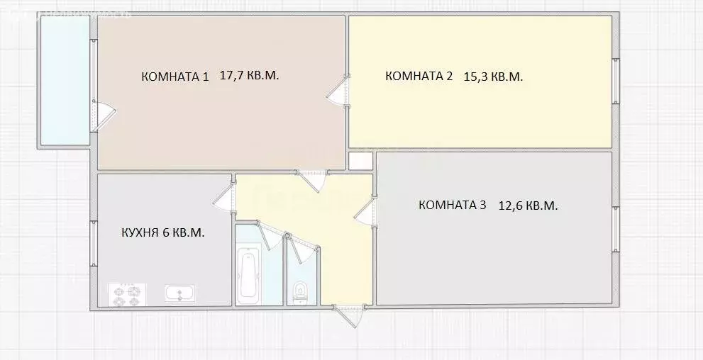 3-комнатная квартира: посёлок городского типа Красково, улица Карла ... - Фото 2