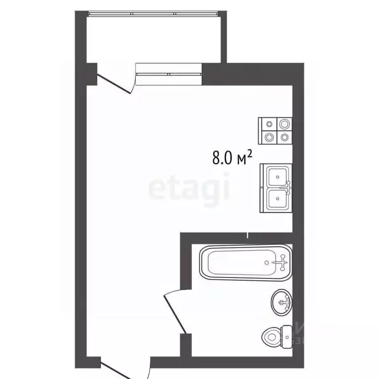 Студия Ростовская область, Ростов-на-Дону ул. Нансена, 109/6 (30.0 м) - Фото 2