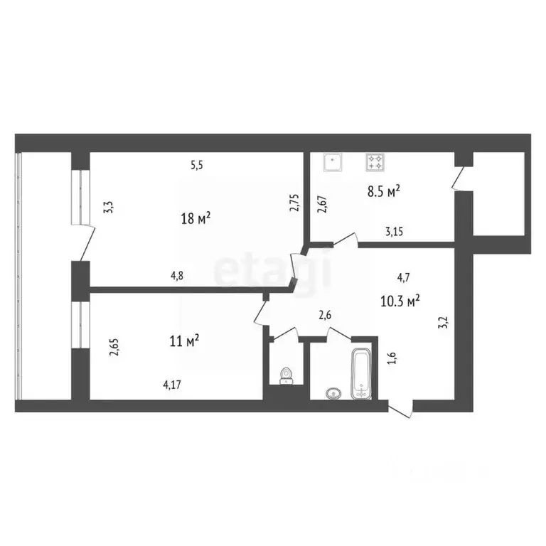 2-к кв. Красноярский край, Красноярск ул. Академика Киренского, 58 ... - Фото 1