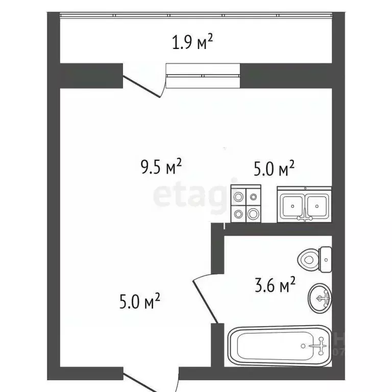 Студия Оренбургская область, Оренбург ул. Юркина, 2 (23.1 м) - Фото 1