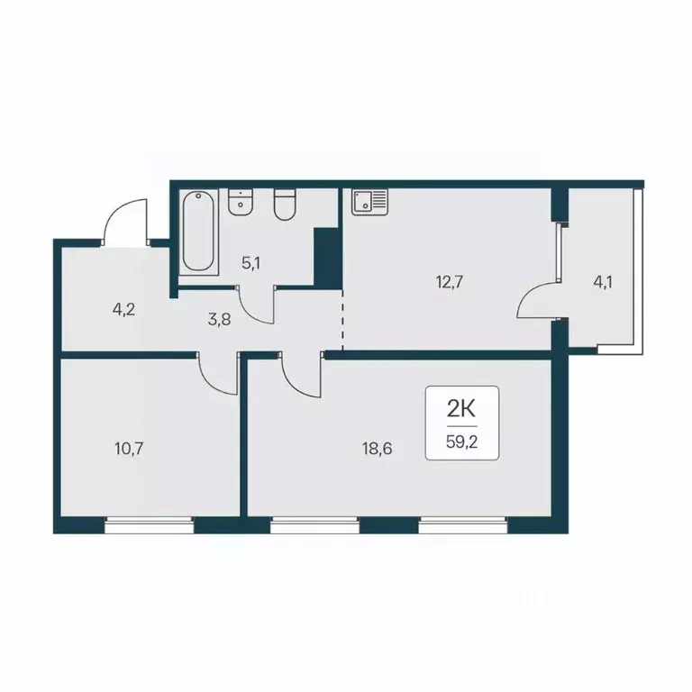 2-к кв. Новосибирская область, Новосибирск Игарская ул., 6 (59.2 м) - Фото 1