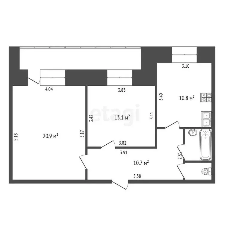 2-комнатная квартира: Пермь, улица Калинина, 42 (59.5 м) - Фото 0