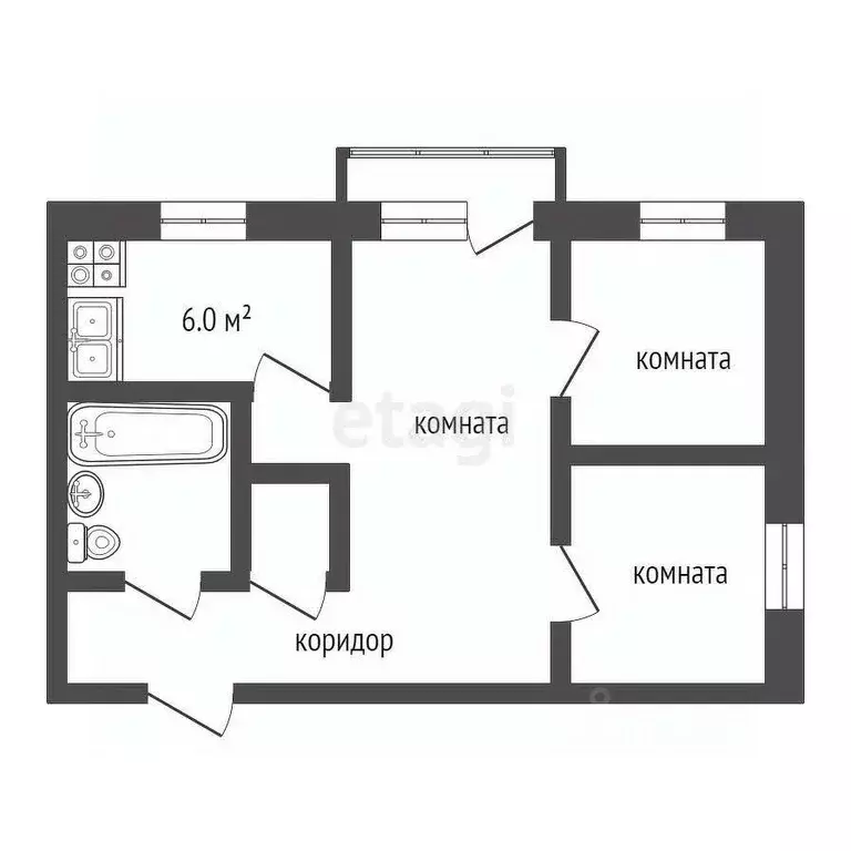 2-к кв. Костромская область, Кострома Никитская ул., 140 (43.1 м) - Фото 1