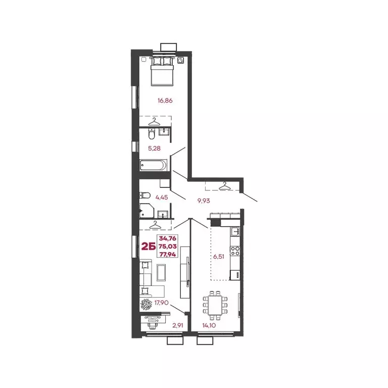 2-комнатная квартира: Кузнецк, микрорайон Южный, жилой комплекс Дебют ... - Фото 1