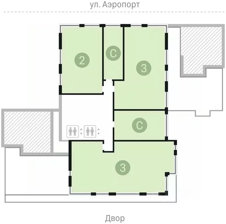 2-к кв. Новосибирская область, Новосибирск ул. Аэропорт, 23/1 (66.63 ... - Фото 1