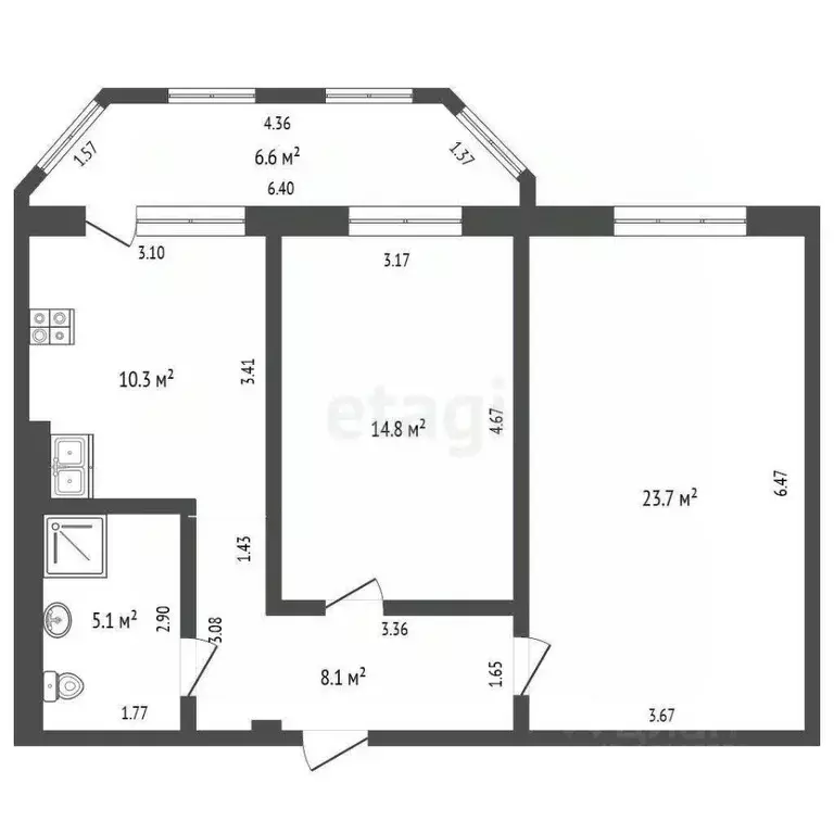2-к кв. Саха (Якутия), Якутск ул. Дзержинского, 2/1 (62.0 м) - Фото 2