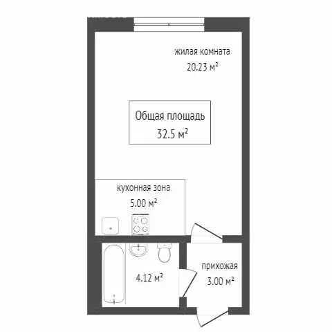 Квартира-студия: Новосибирск, улица Александра Чистякова, 2/2 (34 м) - Фото 1