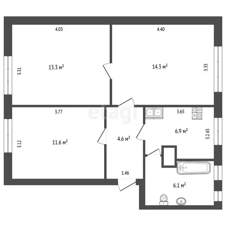 3-комнатная квартира: Зарайск, улица Дзержинского, 69/30 (56.8 м) - Фото 1
