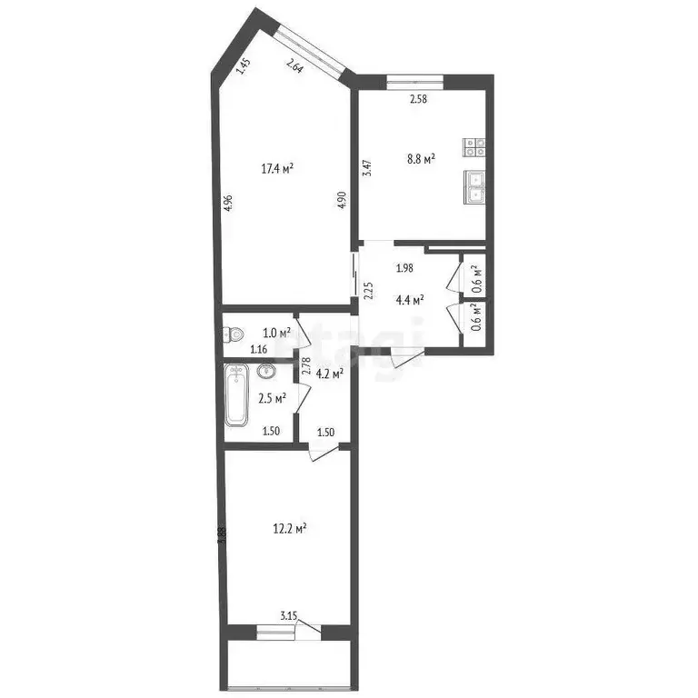 2-комнатная квартира: Котлас, проспект Мира, 49 (51.7 м) - Фото 1