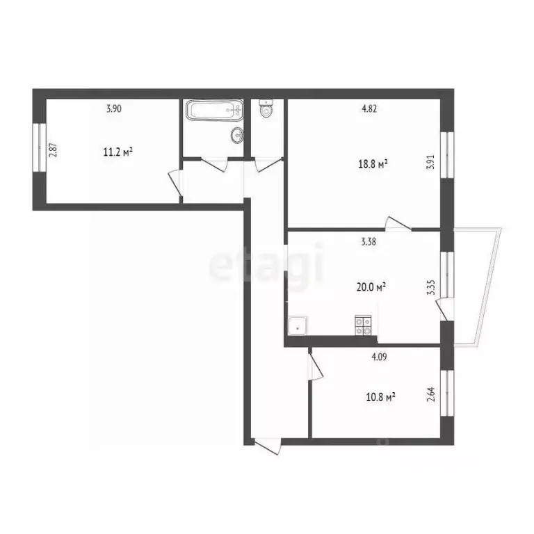 3-к кв. Ханты-Мансийский АО, Сургут ул. Лермонтова, 11/2 (74.0 м) - Фото 1