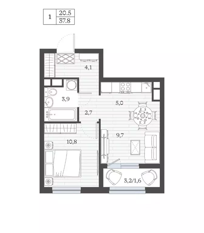 2-к кв. Дагестан, Дербент ул. Сальмана (37.77 м) - Фото 1